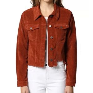 Hidden Jeans Women's Crop Corduroy Jacket Orange Size Medium